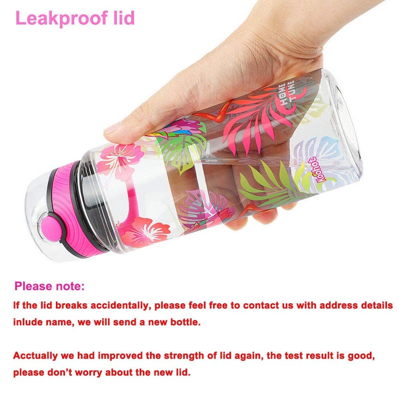 Home Tune Cute Water Bottle for School Kids Girls, BPA FREE Tritan & Leak Proof & Easy Clean & Carry Handle, 23oz/ 680ml - Flamingo - Image 4